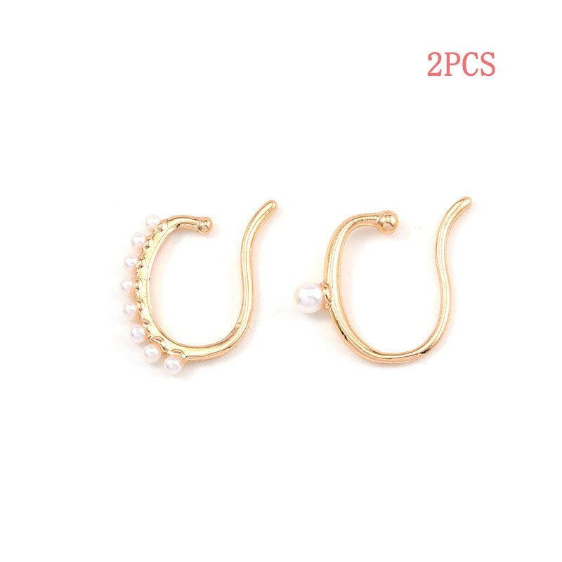 3Pcs/Set Pearl Zircon Clip on Earrings Ear Cuffs Stackable Earrings for Women NO Pierced Cartilage Earring Earcuffs Accessories daiiibabyyy