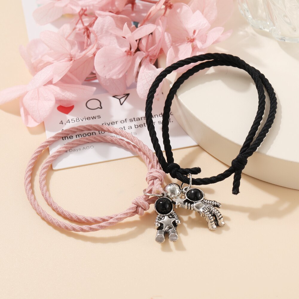 2pcs Star Moon Magnetic Couple Bracelet Set for Men Women Trendy Handmade Rope Chain Friendship Bracelet Adjustable Jewelry daiiibabyyy