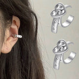 2PCS Simple Silver Color Heart Belt Stud Earrings For Women Hiphop Mini Cute Round Love Belts Earring Party Wedding Jewelry A941 daiiibabyyy