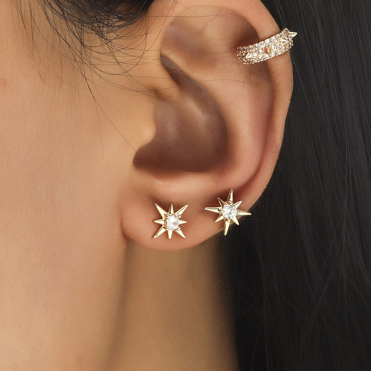 Bohemian NO Piercing Crystal Rhinestone Ear Cuff Earrings for Women Wrap Stud Clip Earrings Girl Trendy Earrings Jewelry Bijoux daiiibabyyy