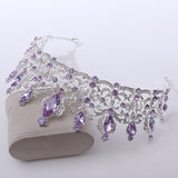 Bridal Crown Headwear Wedding Birthday Crown Headdress Red Rhinestones Retro Luxury Hair Accessories for Female BH