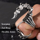 Adjustable Scorpion Ring For Men Punk Heavy Joint Rings Gothic Scroll Armor Knuckle Metal Crocodile Finger Rings Rock Jewelry daiiibabyyy