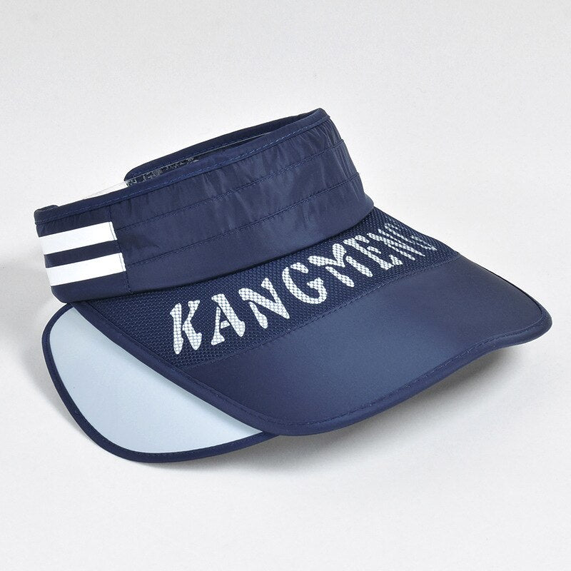 aiiibabyyy Summer Letter Print Empty Top Hat Women Retractable Big Brim Sun Hat Adjustable Striped Cycling Sunscreen Cap Beach Cap