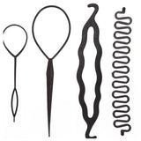 Daiiibabyyy 4 Pcs/set Multi-style Women Hair Twist Styling Clip Stick Maker DIY Hair Braiding Tools Hair Accessories Braider DIY Hairstyle