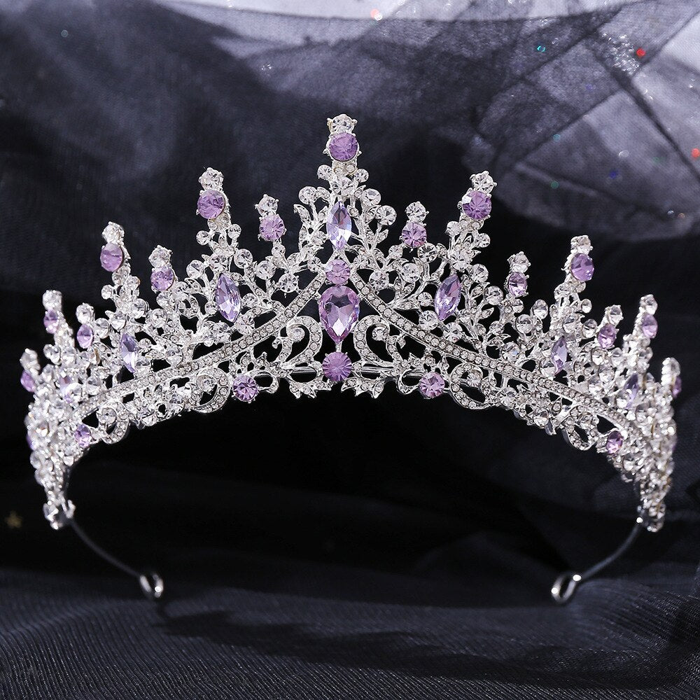 Bridal Crown Headwear Wedding Birthday Crown Headdress Red Rhinestones Retro Luxury Hair Accessories for Female BH