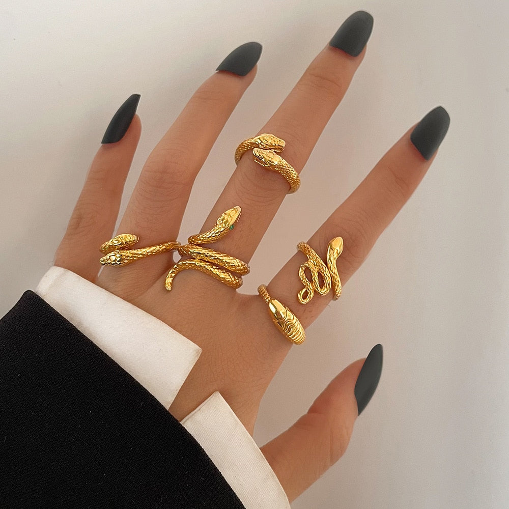 4-8Pcs/set Punk Finger Rings Minimalist Smooth Gold/Silver Geometric Metal Rings for Women Girls Party Jewelry Bijoux Femme daiiibabyyy