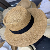 Daiiibabyyy Summer Hat Flat Top Straw Hat Women's Sun Hat Raffia Straw Hat Beach Vacation Sun Protection Fisherman Hats for Women 2022