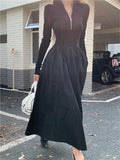 Autumn New Women Elegant Midi A Line Boho White Black Shirt Dress Female Vestdios Casual Lady One Piece Fashion Robe Clothes