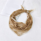 Candy Color Triangle Lace Scarf Hollow out Handkerchief Bag with Floral DIY Woman Lace Mesh Hair Head Scarfs Bandana daiiibabyyy