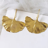 Ztech Charms Gold Color Leaves Metal Earrings For Women Girls Korean Geometric Boho Statement Bijoux Party Gift Pendientes