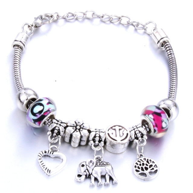 Antique Original Heart-Shaped buena suehe Charm Bracelets For Women Glass Beads Brand Bracelet & Bangle DIY Jewelry Gifts daiiibabyyy