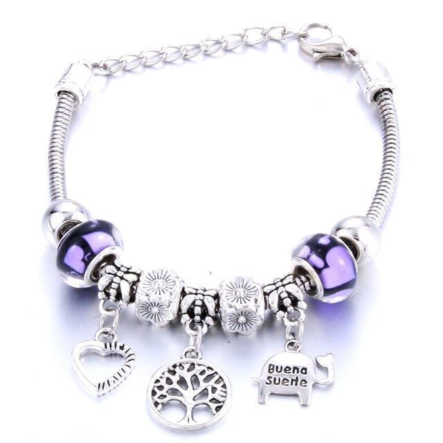 Antique Original Heart-Shaped buena suehe Charm Bracelets For Women Glass Beads Brand Bracelet & Bangle DIY Jewelry Gifts daiiibabyyy