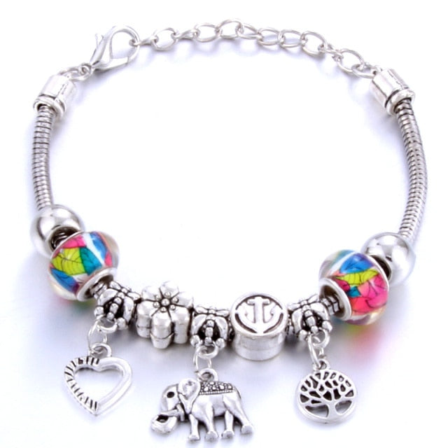 Antique Original Heart-Shaped buena suehe Charm Bracelets For Women Glass Beads Brand Bracelet & Bangle DIY Jewelry Gifts daiiibabyyy