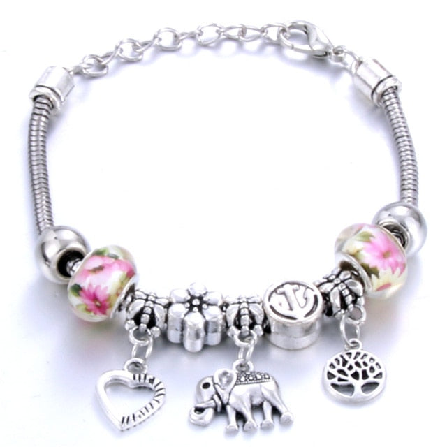 Antique Original Heart-Shaped buena suehe Charm Bracelets For Women Glass Beads Brand Bracelet & Bangle DIY Jewelry Gifts daiiibabyyy