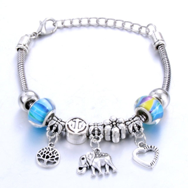 Antique Original Heart-Shaped buena suehe Charm Bracelets For Women Glass Beads Brand Bracelet & Bangle DIY Jewelry Gifts daiiibabyyy