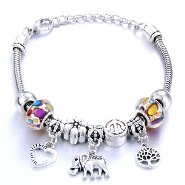 Antique Original Heart-Shaped buena suehe Charm Bracelets For Women Glass Beads Brand Bracelet & Bangle DIY Jewelry Gifts daiiibabyyy