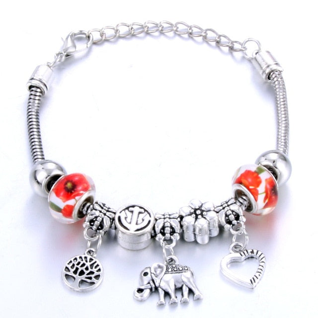 Antique Original Heart-Shaped buena suehe Charm Bracelets For Women Glass Beads Brand Bracelet & Bangle DIY Jewelry Gifts daiiibabyyy