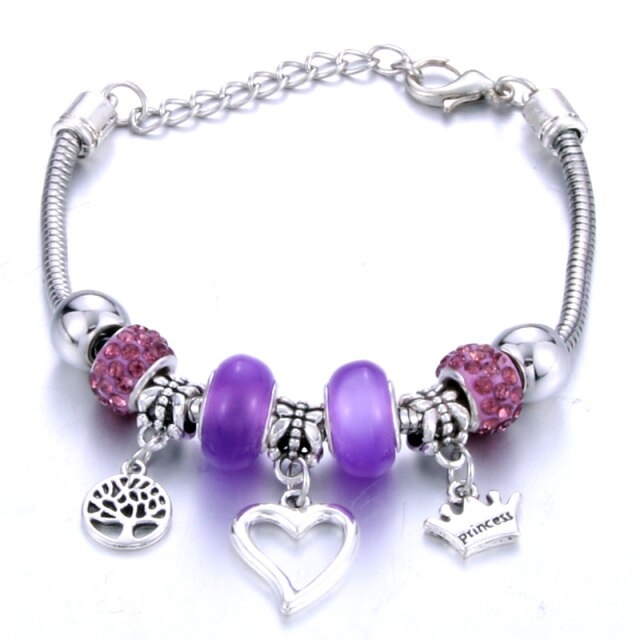 Antique Original Heart-Shaped buena suehe Charm Bracelets For Women Glass Beads Brand Bracelet & Bangle DIY Jewelry Gifts daiiibabyyy