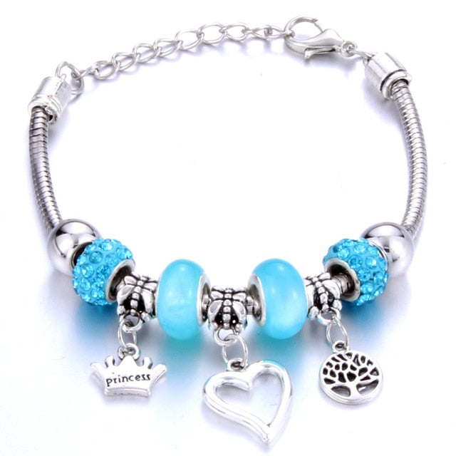 Antique Original Heart-Shaped buena suehe Charm Bracelets For Women Glass Beads Brand Bracelet & Bangle DIY Jewelry Gifts daiiibabyyy