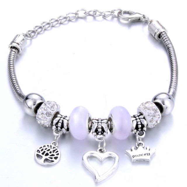 Antique Original Heart-Shaped buena suehe Charm Bracelets For Women Glass Beads Brand Bracelet & Bangle DIY Jewelry Gifts daiiibabyyy