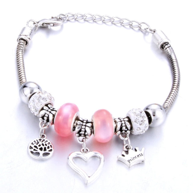 Antique Original Heart-Shaped buena suehe Charm Bracelets For Women Glass Beads Brand Bracelet & Bangle DIY Jewelry Gifts daiiibabyyy
