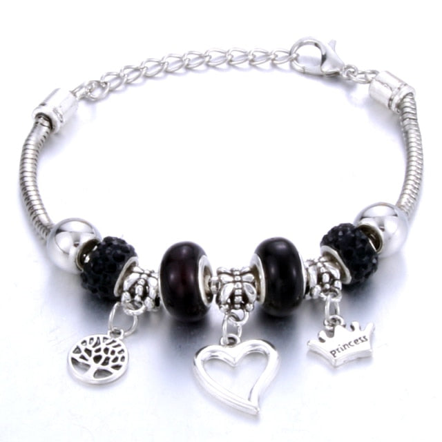 Antique Original Heart-Shaped buena suehe Charm Bracelets For Women Glass Beads Brand Bracelet & Bangle DIY Jewelry Gifts daiiibabyyy