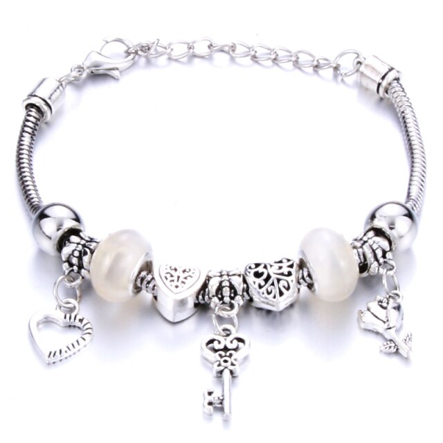 Antique Original Heart-Shaped buena suehe Charm Bracelets For Women Glass Beads Brand Bracelet & Bangle DIY Jewelry Gifts daiiibabyyy