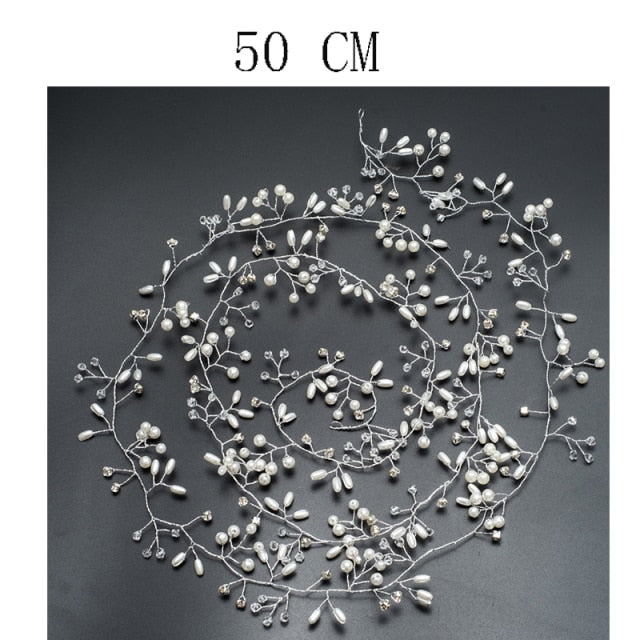 Bridal Wedding Crystal Bride Hair Accessories Pearl Flower Headband Handmade Hairband Beads Decoration Hair Comb For Women daiiibabyyy