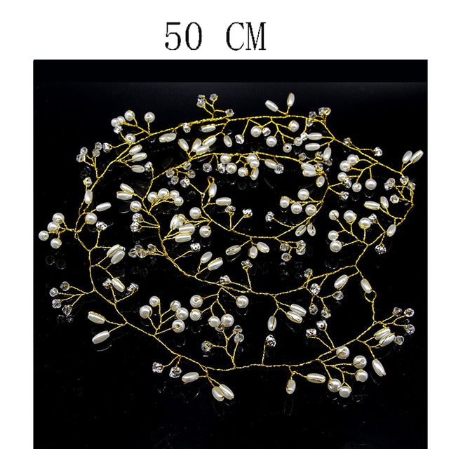 Bridal Wedding Crystal Bride Hair Accessories Pearl Flower Headband Handmade Hairband Beads Decoration Hair Comb For Women daiiibabyyy