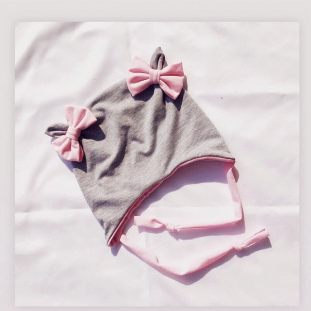 Baby Cotton Hat  Autumn Winter Children's Scarf Hat Sets  Bowknot Ear Baby Girl Boy Warm Beanies daiiibabyyy