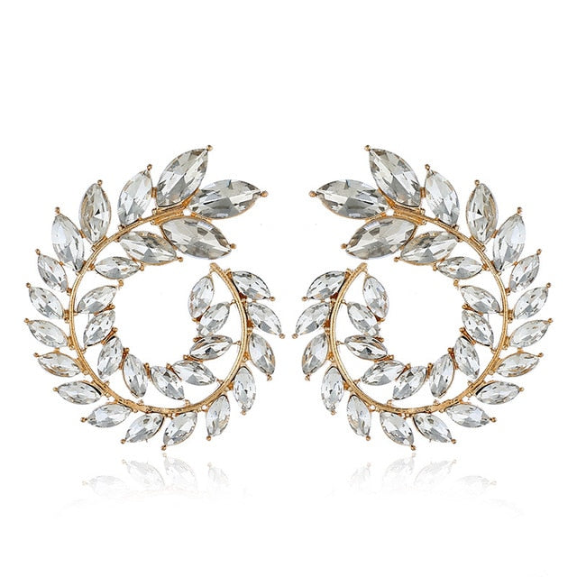 XIYANIKE 10 Colors Rhinestone Statement Earrings  Geometric  Big Round Stud Earrings For Women Crystal Luxury Wedding Gift daiiibabyyy