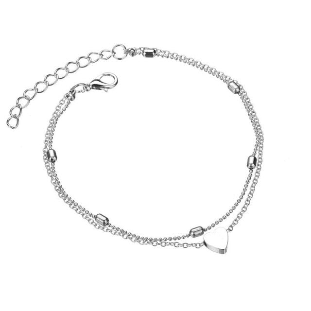 2pcs/set Anklets for Women Foot Accessories Summer Beach Barefoot Sandals Bracelet ankle on the leg Female Ankle daiiibabyyy