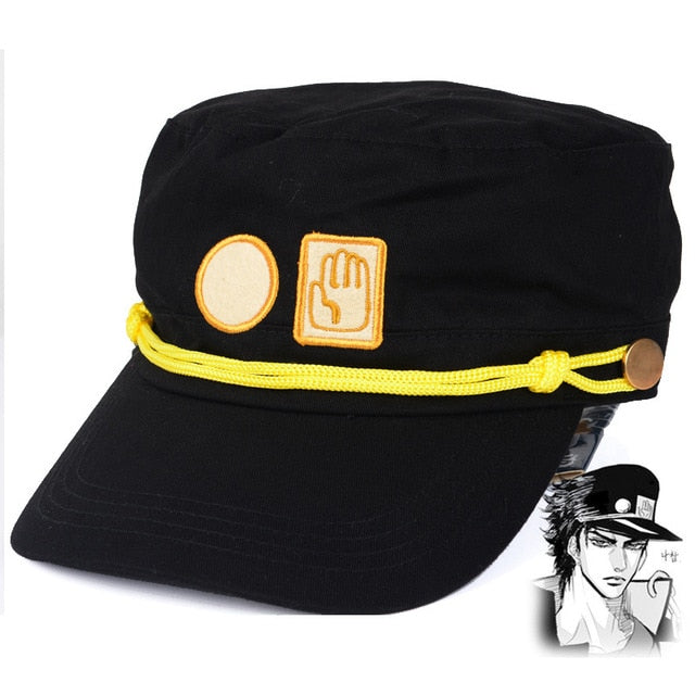 Anime JOJO JoJo's Bizarre Adventure Cosplay Cap Jotaro Kujo Cosplay Accessories Hats Army Military Flatcap Badges Anime Around daiiibabyyy