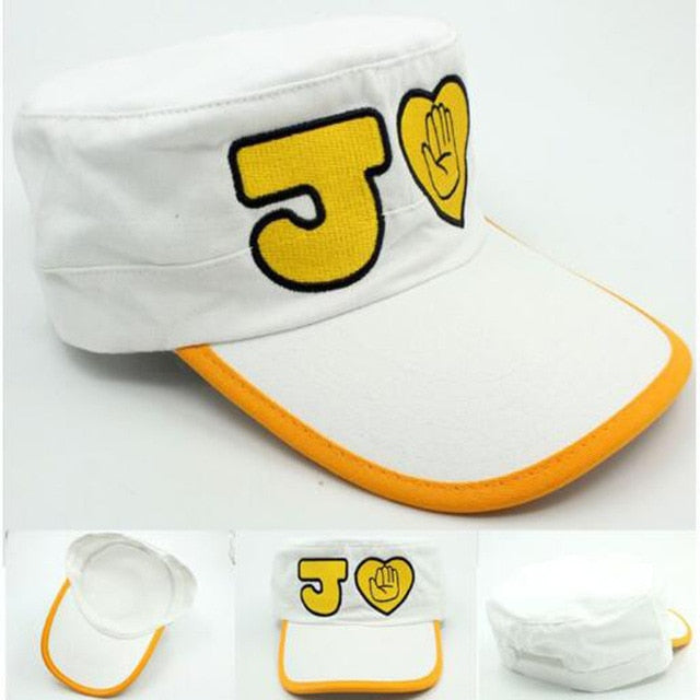 Anime JOJO JoJo's Bizarre Adventure Cosplay Cap Jotaro Kujo Cosplay Accessories Hats Army Military Flatcap Badges Anime Around daiiibabyyy