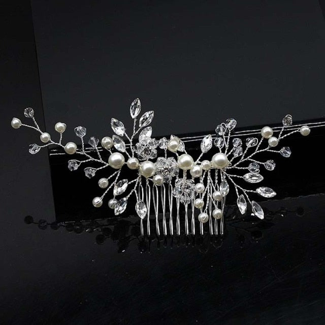 Bridal Hair Accessories Crystal Peals Hair Combs Wedding Hair Clips Accessories Jewelry Handmade Women Hair Ornaments Headpieces daiiibabyyy