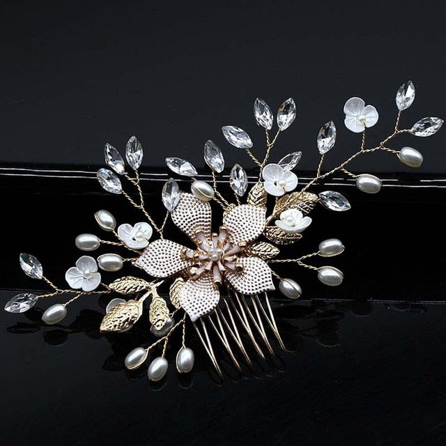Bridal Hair Accessories Crystal Peals Hair Combs Wedding Hair Clips Accessories Jewelry Handmade Women Hair Ornaments Headpieces daiiibabyyy