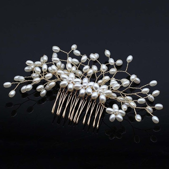Bridal Hair Accessories Crystal Peals Hair Combs Wedding Hair Clips Accessories Jewelry Handmade Women Hair Ornaments Headpieces daiiibabyyy