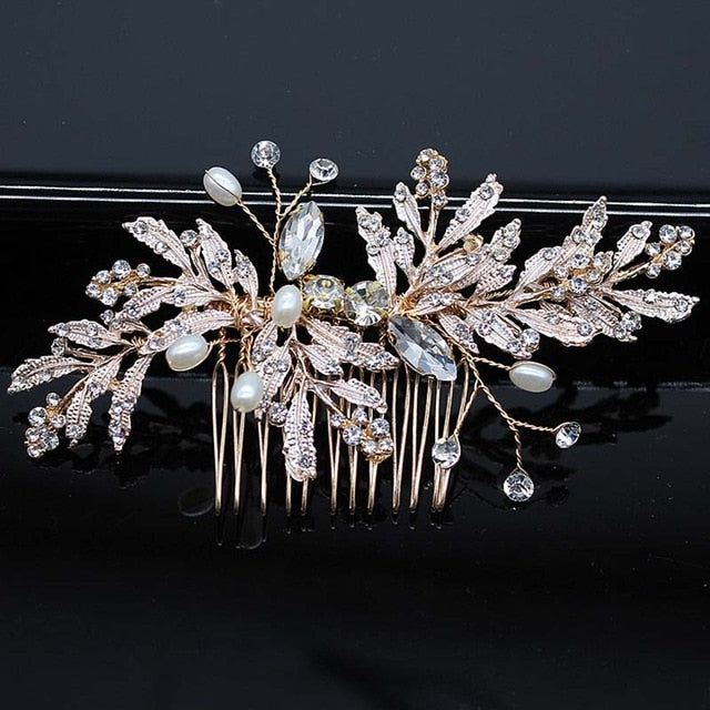 Bridal Hair Accessories Crystal Peals Hair Combs Wedding Hair Clips Accessories Jewelry Handmade Women Hair Ornaments Headpieces daiiibabyyy