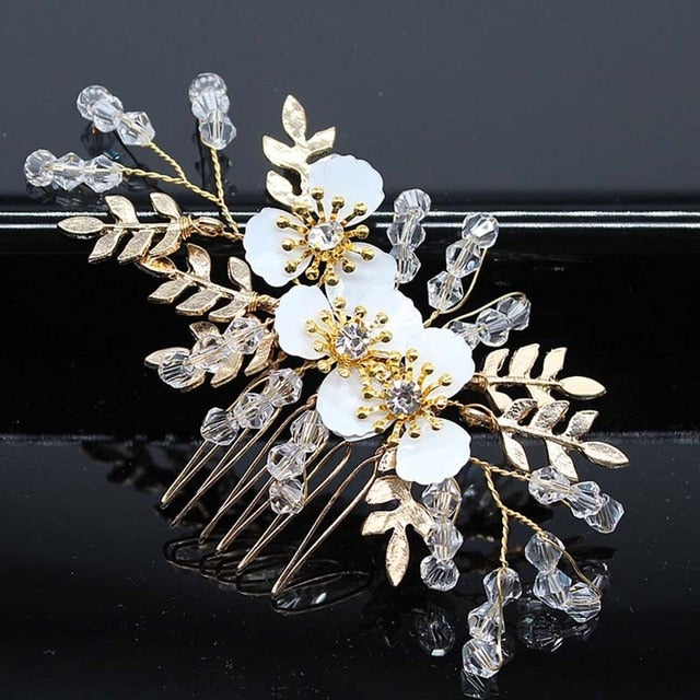 Bridal Hair Accessories Crystal Peals Hair Combs Wedding Hair Clips Accessories Jewelry Handmade Women Hair Ornaments Headpieces daiiibabyyy