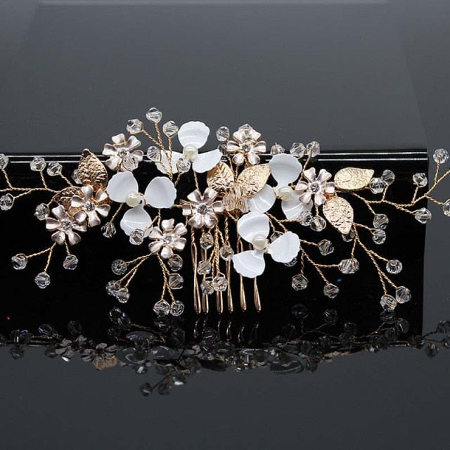 Bridal Hair Accessories Crystal Peals Hair Combs Wedding Hair Clips Accessories Jewelry Handmade Women Hair Ornaments Headpieces daiiibabyyy