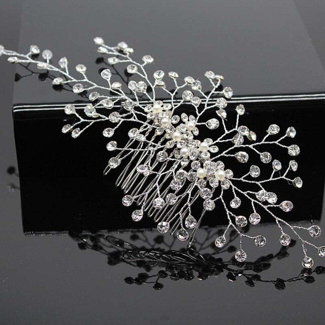 Bridal Hair Accessories Crystal Peals Hair Combs Wedding Hair Clips Accessories Jewelry Handmade Women Hair Ornaments Headpieces daiiibabyyy