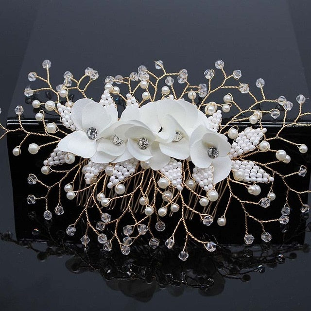 Bridal Hair Accessories Crystal Peals Hair Combs Wedding Hair Clips Accessories Jewelry Handmade Women Hair Ornaments Headpieces daiiibabyyy