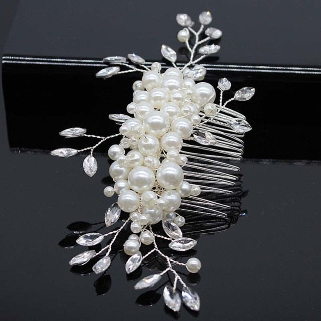 Bridal Hair Accessories Crystal Peals Hair Combs Wedding Hair Clips Accessories Jewelry Handmade Women Hair Ornaments Headpieces daiiibabyyy