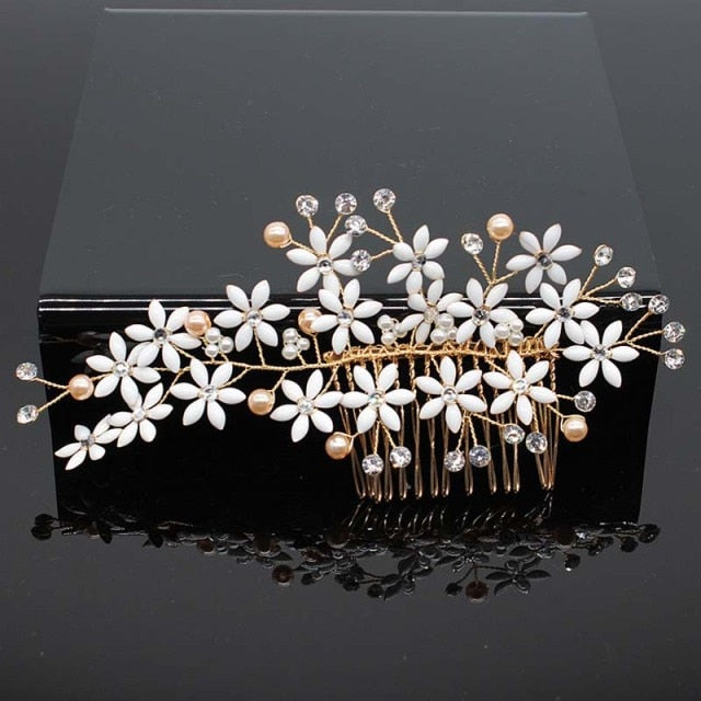 Bridal Hair Accessories Crystal Peals Hair Combs Wedding Hair Clips Accessories Jewelry Handmade Women Hair Ornaments Headpieces daiiibabyyy