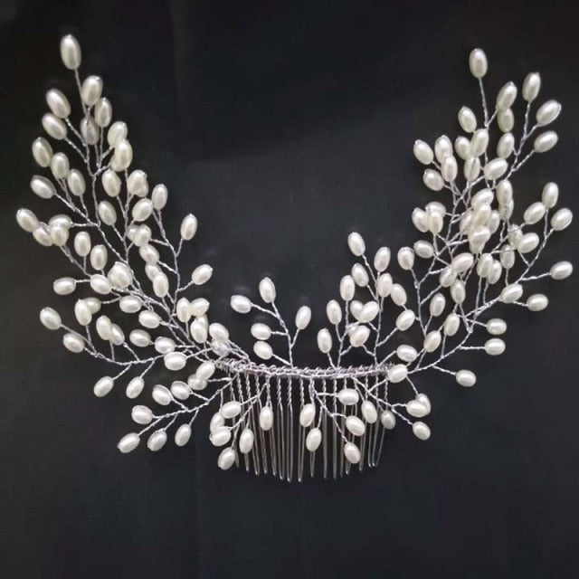 Bridal Hair Accessories Crystal Peals Hair Combs Wedding Hair Clips Accessories Jewelry Handmade Women Hair Ornaments Headpieces daiiibabyyy
