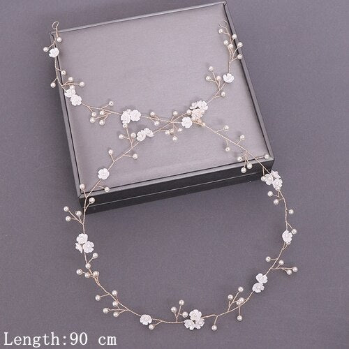 Bridal Headband Wedding Hair Jewelry Pearl Crystal Headband Bride Hair Accessories Headband Bridal Tiara Wedding Headband Flower daiiibabyyy