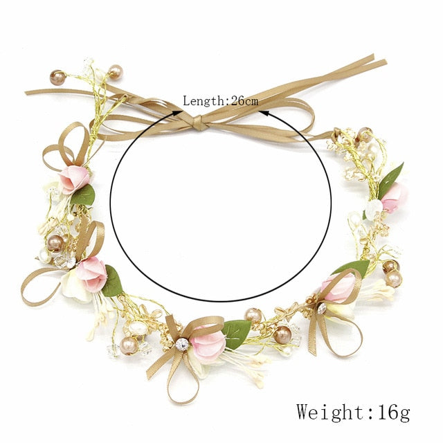 Bride Wedding Hair Accessories Gorgeous Flower Headbands Braided Hair Vine Pearl Headpiece Hair Ornament For Women Girls daiiibabyyy