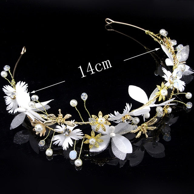 Bride Wedding Hair Accessories Gorgeous Flower Headbands Braided Hair Vine Pearl Headpiece Hair Ornament For Women Girls daiiibabyyy