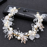 Bride Wedding Hair Accessories Gorgeous Flower Headbands Braided Hair Vine Pearl Headpiece Hair Ornament For Women Girls daiiibabyyy