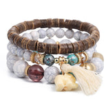 4pcs/set wings heart alloy pendant beads bohemian bracelets women lava stone wristband bangles for party daiiibabyyy